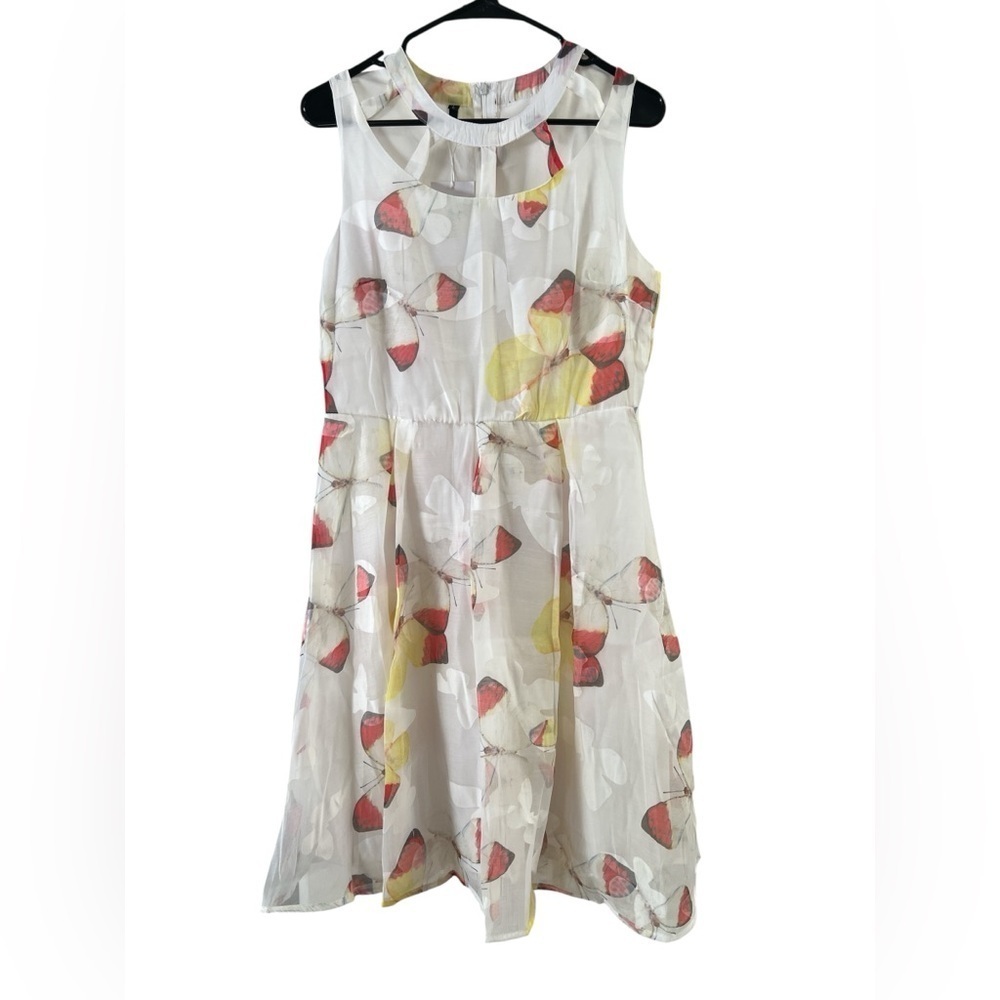 Zaful a-line red and white butterfly mini dress